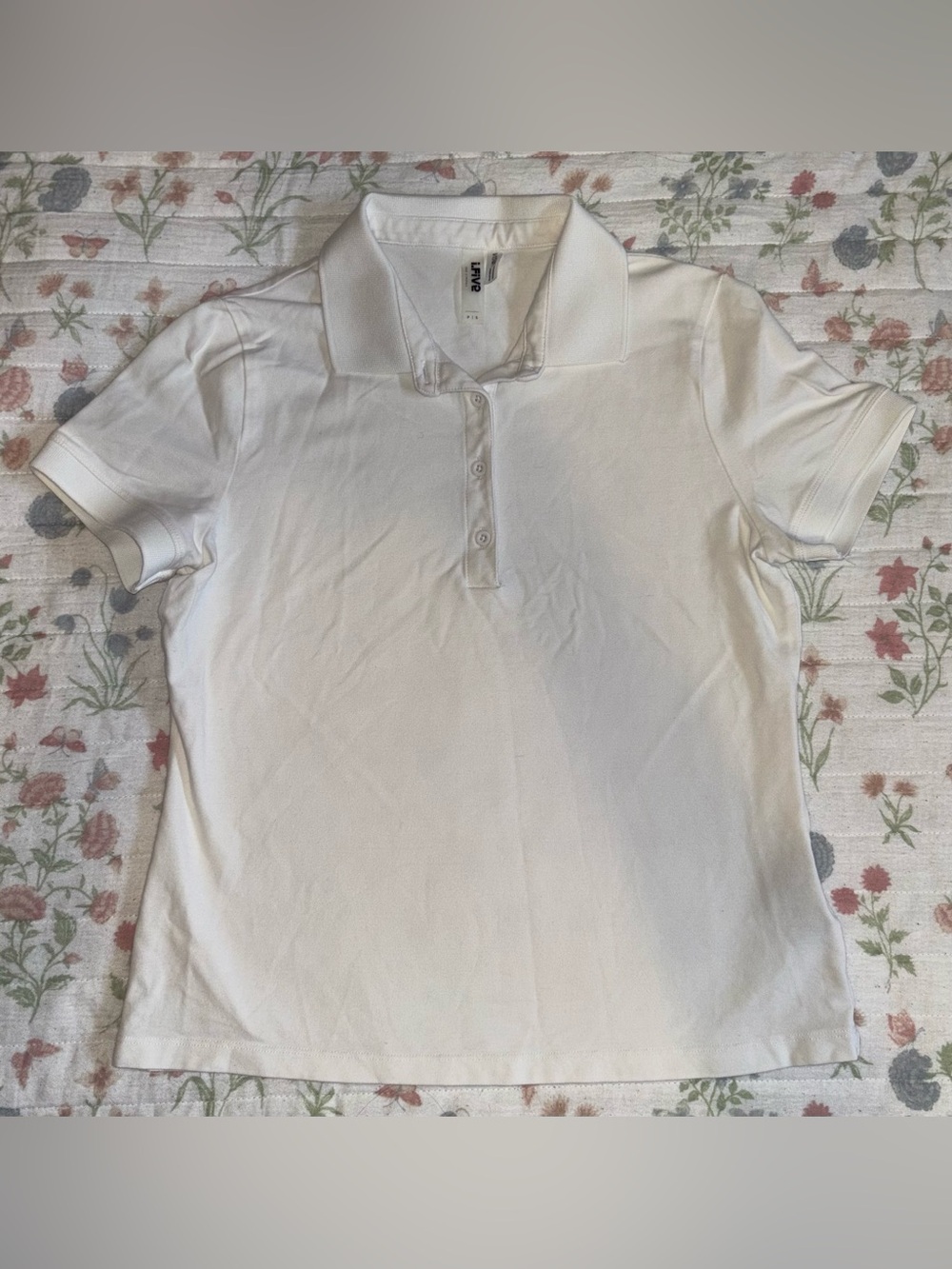 Simons White Short Sleeve Polo Top